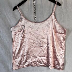 Juicy Couture Lite Pink Jacquard Tank Top XL Spaghetti Strap Sleepwear Satin Top